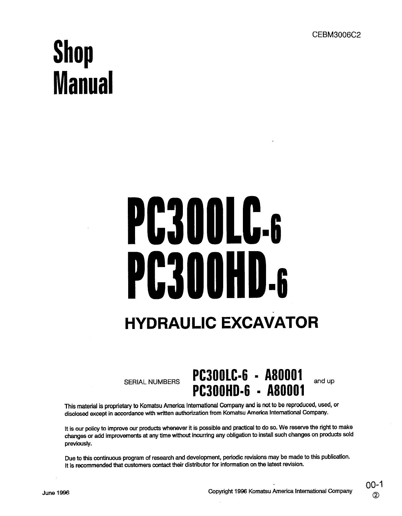 PC3OOLC-6, PC3OOHD-6 Shop Manual